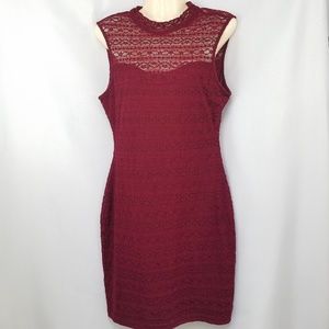 Guess Burgundy Red Lace Sweatheart Bodycon Dress 6